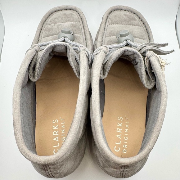 NWT Clarks Gray Quilted Suede Wallabee Boots - Picture 6 of 9